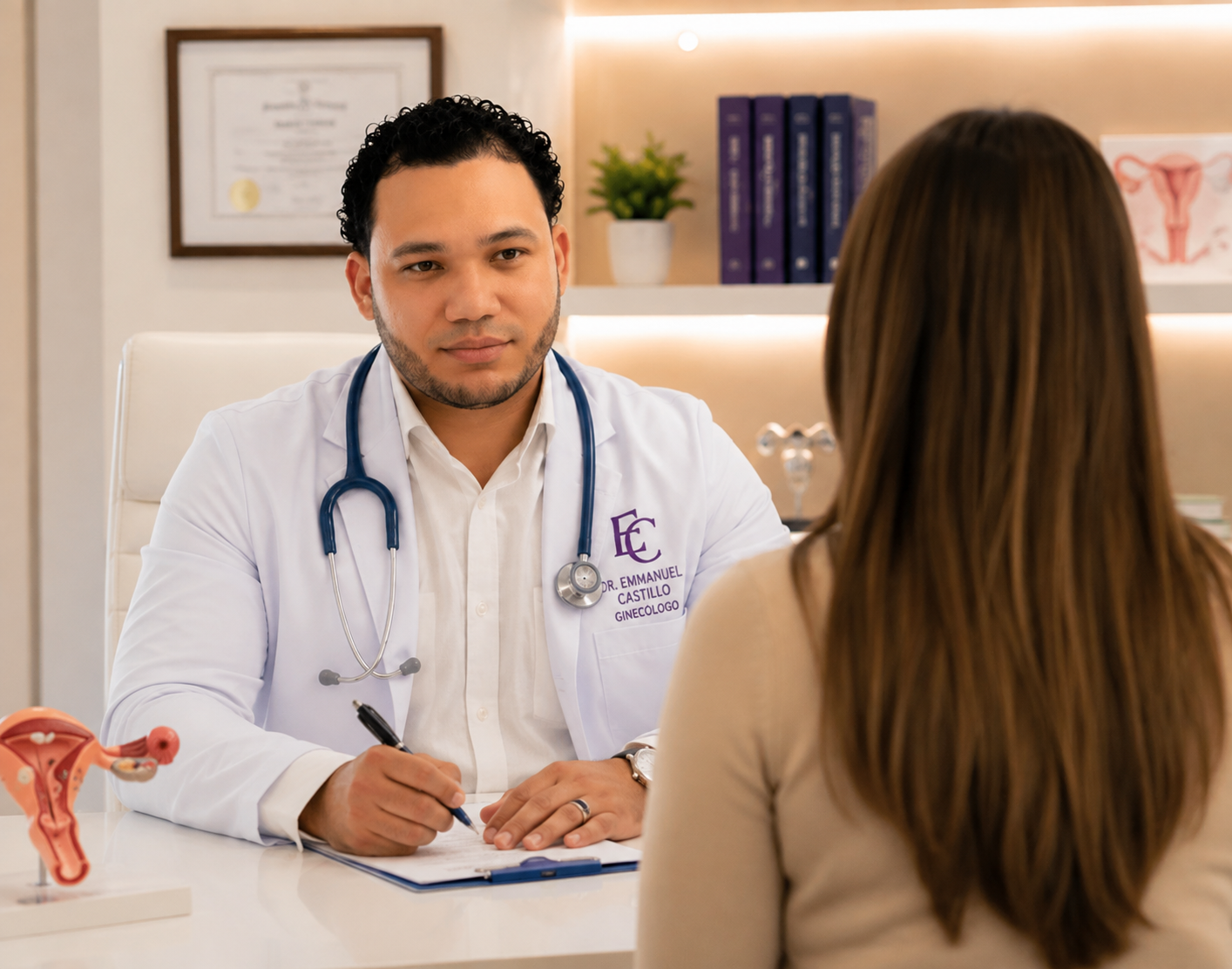 Dr. Emmanuel Castillo durante una consulta de ginecología y fertilidad